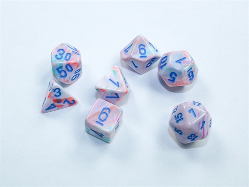 Mini Festive hedral Pop Art-blue Dice Set - RPG Dice set - Chessex